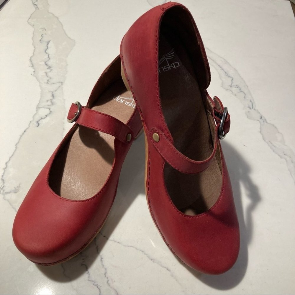 3/$200🪴— DANSKO Sz 38 Beatrice Mary Jane Rubber Clog Heel Shoes